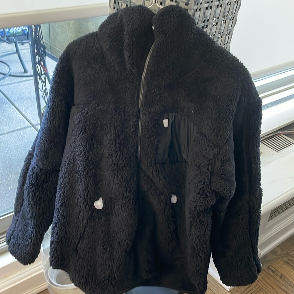 Black fuzzy zip jacket